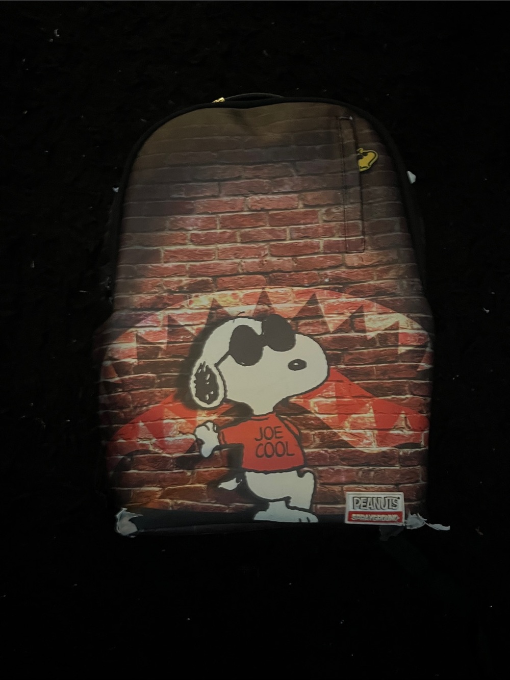 Sprayground Snoopy Joe Cool Brick Print Backpack in Red, Black, White